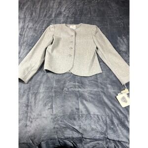 College Town Wool Suit Set Vintage Gray Blazer Skirt Set‎ Size 5/6 NWT